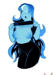 big_thighs blue_body blue_eyes blue_hair blue_pussy blue_skin breasts cookie cookie_run cookie_run_kingdom cookies doodles female flashing flashing_at_viewer flashing_breasts pussy shadow_milk_cookie small_waist solo solo_female thick_thighs trans transman transmasc zoom_in