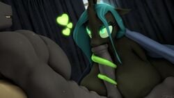 2018 3d anthro big_breasts breasts changeling duo equine fellatio female friendship_is_magic green_eyes hair hi_res horn horse huge_breasts insect_wings long_tongue male mammal my_little_pony nude oral oral_sex paizuri penis pony queen_chrysalis_(mlp) sex snuddy source_filmmaker straight tongue voluptuous wings