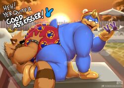 absurd_res anal anthro ass back back_muscles backless_outfit bara beach bedroom_eyes beefy behind behind_another belly belly_overhang bending_over bent_forward bent_over between_ass between_buttocks between_legs between_thighs cleavage clothed clothing crouching curvaceous curvy curvy_figure dad_bod dad_body detailed_background dialogue digital_drawing_(artwork) digital_media_(artwork) dominant_male duo duo_focus el_booki english english_dialogue english_text enjoying enormous_ass enormous_belly enormous_butt enormous_thighs exposed_ass eyes eyes_half_closed eyes_half_open face_in_ass facesit facesitting fat fat_ass fat_butt fat_male fat_thighs feet forced from_behind from_side gay gay_sex giant_thighs gigantic_ass glasses glasses_removed glistening glistening_body gloves happy hd hi_res highres hind_legs hindlegs hips horny huge_ass huge_butt huge_thighs king_dedede kirby:_right_back_at_ya! kirby_(series) kirby_and_the_forgotten_land male muscles sex sex_from_behind sexy_body shades sweat sweating sweaty sweaty_ass sweaty_body sweaty_butt yaoi