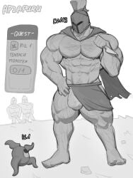 1boy 1other apzapuru bara big_pecs bulge gay male male_only muscular muscular_male tentacles
