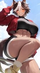 1girls abs artist:nichijou_deyo athletic athletic_female big_ass big_boobs big_breasts big_butt big_thighs blush blush_lines blushing curvy curvy_body curvy_female curvy_figure huge_ass huge_boobs huge_breasts huge_butt huge_thighs looking_at_viewer short_hair solo solo_female solo_focus tan_body tan_skin tanned tanned_body tanned_female tanned_skin thick_thighs tomoe_umari voluptuous voluptuous_body voluptuous_female
