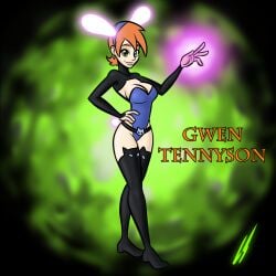 1girls ben_10 bunnysuit cartoon_network cleavage female female_only future_gwen gwen_tennyson lord_sarloc red_hair solo tagme