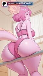 1girl 1girls 2026 ai_generated artist_name ass black_sclera boobs breasts bust chest colored_sclera colored_skin electroworld from_behind hi_res high_quality high_resolution highres looking_at_viewer patreon patreon_username pink_hair pink_skin short_hair solo stable_diffusion tail tits vitzy_(vitzypie) watermark