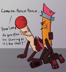 battle_for_dream_island battle_for_dream_island_again bfb bfdi bfdia cum cumming_together frottage frotting match_(bfdi) object_shows pencil_(bfdi) stroking_penis tentacle_penis xxfr4ctur3dxx