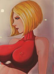 1girls big_breasts blonde_hair blue_mary cesar_secktor king_of_fighters light_skin nipples short_hair