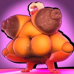 3d 3d_(artwork) absurd_res adri164 animatronic areola armpit_hair arms_behind_back arms_up avian beak belly big_areola big_breasts big_lips big_nipples bimbo_lips bird body_hair breasts brown_areola chicken crouching crouching_female fat female five_nights_at_freddy's five_nights_at_freddy's_2 galliform gallus_(genus) gilf_toy_chica glasses hairy hairy_female hairy_pussy happy_trail hi_res huge_areola looking_at_viewer machine nipples phasianid pubes pubic_hair pussy robot runaboo_chica scottgames slightly_chubby slightly_chubby_female smile straight teeth thick_thighs toy_chica_(fnaf) yellow_body