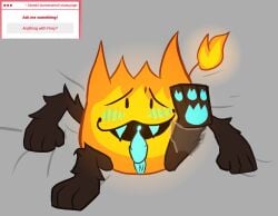 battle_for_dream_island battle_for_dream_island_again bfb bfdi bfdia firey_(bfdi) genital_slit laying_on_back leg_up object_shows tentacle_penis xxfr4ctur3dxx