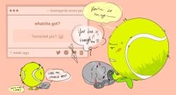 battle_for_dream_island battle_for_dream_island_again bfb bfdi bfdia frottage frotting nickel_(bfdi) object_shows tennis_ball_(bfdi) tentacle_penis