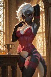1girls ai_generated anthro_female black_scales charmander female hybrid_pokemon lizard_girl orange_eyes original_character pink_highlights pokemon pokemon_(species) scalie scelana scorpianpp self_upload short_hair stable_diffusion white_hair
