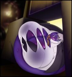 1girls alternate_breast_size big_breasts bloopsyblue blue_body blue_skin blue_skinned_female blueberry_inflation body_inflation breast_expansion danganronpa danganronpa:_trigger_happy_havoc female female_only kirigiri_kyouko kirigiri_kyouko_execution_meme round_body solo solo_female spherical_inflation swelling
