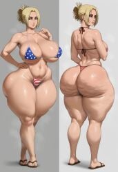 1girl 1girls ai_generated american_flag_bikini annie_leonhardt ass attack_on_titan big_ass big_butt bikini blonde_hair blue_eyes booty bottom_heavy breedable breedable_hips bubble_ass bubble_butt cellulite curvaceous curvy curvy_figure fat_ass feet female female_only flip_flops front_and_back hips musk musk_clouds oiled oiled_skin pawg pawg_build perfect_ass phat_ass sexy sexy_ass sexy_body sexy_female shingeki_no_kyojin slut slutty_female sweat taiga20 thicc thicc_ass thicc_thighs thick thick_ass thick_thighs voluptuous voluptuous_female wet wide_ass