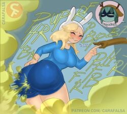 2girls adventure_time alternate_version_available ass bag big_ass breasts bubble_ass bubble_butt carafalsa cartoon_network clothing english_text enjoying_farting fart fart_cloud fart_everywhere fart_fetish farting fat_ass female fionna_the_human fionna_the_human_girl huge_ass huge_fart human huntress_wizard large_ass large_breasts pale_skin prank