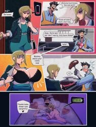 1boy 1girls 2024 :0 after_sex bell1609 black_bra blue_eyes cock_hungry cow_ears cow_horns dialogue dinner green_eyes handholding heart_pillow justin_(chin_jhin) large_breasts love_pillow low_battery lying_on_bed office_lady original original_characters satisfied shocked steak stressed swirly_eyes text text_bubble tired tired_eyes tired_look undressing wholesome wholesome_couple