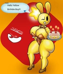 big_ass big_breasts bunnysuit huge_breasts lbanano0206 mario_(series) mario_and_luigi_(series) star_sprite starlow starlow_with_a_body thick_thighs yellow_body