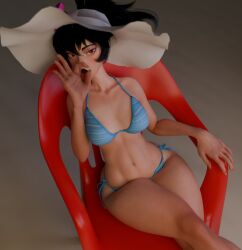 1girl 1girls 3d 3d_(artwork) 3d_render asian asian_female beach black_hair blender blender_cycles breasts female female_only gesture gesturing_at_viewer light-skinned_female light_skin looking_at_viewer marvel marvel_comics marvel_rivals peni_parker peni_parker_(marvel_rivals) pov red_eyes redauge swimsuit tits two-tone_hair