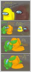 among_us among_us_(series) among_us_green among_us_orange among_us_yellow colored comic comic_panel double_meaning jokes non-human weird weird_proportions