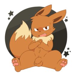 angry balls eevee fist flaccid looking_at_viewer male male_only nintendo nude oob open_mouth pawpads penis pokemon solo uncut video_games