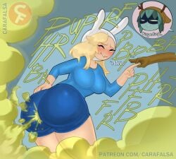 2girls adventure_time alternate_version_available ass bag big_ass breasts bubble_ass bubble_butt carafalsa cartoon_network clothing english_text enjoying_farting fart fart_cloud fart_everywhere fart_fetish farting fat_ass female fionna_the_human fionna_the_human_girl huge_ass huge_fart human huntress_wizard large_ass large_breasts pale_skin prank