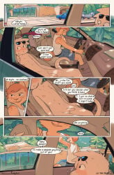 anal car clothed comic conditional_dnp feline finn_(funkybun) funkybun hi_res lizard male male/male mammal nick_(funkybun) nude public public_nudity public_sex reptile scalie serval vehicle yaoi