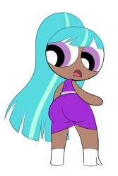 1girls 2020 ass ass_visible_through_clothes big_ass bliss bliss_utonium blisstina blue_hair cyan_hair dark-skinned_female female female_only huge_ass large_ass long_hair looking_back ponytail powerpuff_girls powerpuff_girls_2016 purple_dress purple_eyes scobionicle99 standing streaked_hair thick_thighs white_boots
