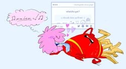 battle_for_dream_island battle_for_dream_island_again bfb bfdi bfdia cunnilingus fries_(bfdi) just_no licking_pussy object_shows puffball_(bfdi) pussy pussy_juice saliva tounge_out