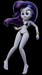 3d 3d_render ai_assisted barefoot bikini bikini_bottom bikini_top black_bikini equestria_girls feet friendship_is_magic my_little_pony rarity_(eg) rarity_(mlp)