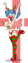 1girls 2015 aeolus06 ass bimbo blue_hair blush_stickers body_blush bouncing_breasts breasts busty christmas cleavage clown clown_girl clown_makeup clown_nose eyelashes facepaint fake_horns female female_only front_view giggles_the_slutty_clown gloves glowing glowing_nose green_eyes hairband happy high_heels holidays hourglass_figure human jingle_bell large_breasts lipstick looking_at_viewer makeup navel original_character panties pasties red_lipstick reindeer_antlers rudolph short_hair signature skimpy solo striped_thighhighs thighhighs voluptuous