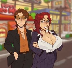 1boy 1girls ai_assisted ai_generated big_breasts breasts clothing flipline_studios grok grok_(twitter) grok_(x) huge_breasts papa_louie pizza quinn_(papa_louie) timm_(papa_louie)
