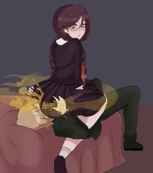 danganronpa facefarting facesitting fart fart_fetish fukawa_touko fully_clothed suprised togami_byakuya