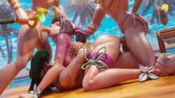1girls 3boys 3d anal anal_sex animated ass_jiggle black_hair blowjob blue_eyes fellatio female female_focus female_penetrated gangbang hand_on_another's_head light-skinned_female light-skinned_male light_skin loki_(marvel) loki_(marvel_rivals) male male/female male_penetrating male_penetrating_female marvel marvel_comics marvel_rivals oral oral_penetration oral_sex outdoors outside palm_tree ponytail pool poolside psylocke psylocke_(marvel_rivals) psylocke_(sai)_(breezy_butterfly) sex short_video shorter_than_10_seconds straight tagme thecount triple_penetration video
