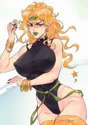 big_breasts blonde_female blonde_hair bodysuit dio_brando female genderswap genderswap_(mtf) jojo's_bizarre_adventure nipple_bulge nipples noquelle rule_63 solo_female stardust_crusaders vampire vampire_girl