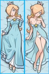 1girl ai_generated breasts clothed dakimakura dress looking_at_viewer lor18_(ai_generator) multiple_views nintendo nipples rosalina