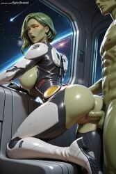 1boy 1girl ai_generated anal anus ass blush breasts gamora green_hair guardians_of_the_galaxy hetero hi_res high_heel_boots high_heels high_quality high_resolution large_breasts lips lipstick looking_back makeup nipples open_mouth patreon patreon_username penis pussy seductive sex sexy solo_focus spicytoonai sweat uncensored vaginal watermark