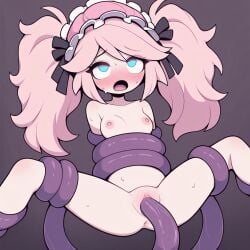 ai_generated blue_eyes little_woman original_character pink_hair small_breasts tentacle tentacle_sex tentacles waifu waifu_night