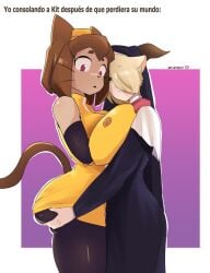 2girls apps_(character) artist_request ass_grab ass_worship big_ass butt_grab cat_tail catgirl female female_only furry gameoverse glitch_productions goat_girl goat_horns hug huge_ass kit_(gameoverse) kit_bodega lesbian meme nun tail yuri
