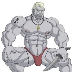 alpha_male anchor_tattoo armpit_hair balls bandage_on_nose big_bulge big_muscles blonde_hair bodybuilder bulge dominant_male huge_biceps huge_cock huge_muscles huge_pecs male male_only muscles muscular muscular_male nipples penis piercing psyertitan red_underwear skimpy_clothes tattoo zombie zombie_weeners