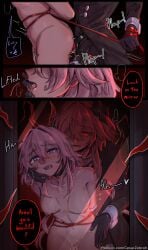 2girls boobs cesarzebrah dripping_pussy evernight_(honkai:_star_rail) honkai:_star_rail march_7th_(honkai:_star_rail) mirror selfcest strap-on yuri