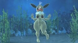 1girls 3d air_bubbles anthro aquarium boobs breasts eevee female girl nintendo nipples nsfw nude pokemon pussy sfm solo tailscookie tits underwater vagina woman