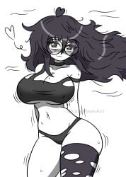 1girls almost_naked almost_nude artist big_breasts big_thighs black_hair blush blush_lines breasts choker cute cute_face depressed eyebags eyelashes female female_only girlfriend glasses hair_between_eyes heart heart_eyes hot katy_(katymoonart) katymoonart long_hair messy_hair nerd nerdy nerdy_female no_bra not_porn oc one_stocking original original_character panties ripped_clothing shy simple_background smile smiling smiling_at_viewer solo solo_female sports_bra stockings summer text thighhighs tired_eyes torn_thighhighs twitter_link twitter_user_oc twitter_username white_background white_body wind