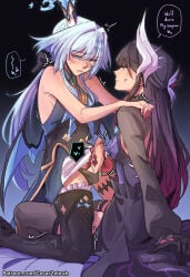 2girls cerydra_(honkai:_star_rail) cesarzebrah cum_on_hand handjob honkai:_star_rail hysilens_(honkai:_star_rail) size_difference yuri
