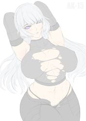 1girl 1girls abs ak-15_(girls'_frontline) big_breasts boobs breasts female girls'_frontline kuromoro muscles muscular muscular_female tagme voymastina_(girls'_frontline_2) white-haired_female white_hair