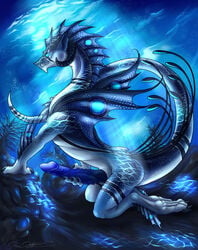 1boy anthro claws dragon erection horn male male_only nude penis solo water yami_griffin