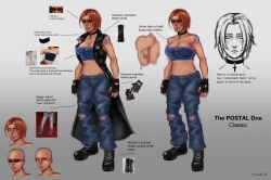 1girl big_breasts boots choker english_text lip_piercing petition postal_(series) postal_doe postal_dude red_hair rule63 sunglasses