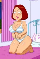 ai_generated big_breasts bra family_guy kneeling meg_griffin panties thick_thighs
