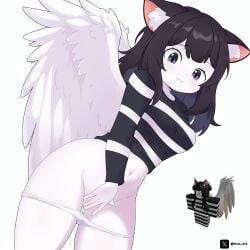 1girl art.hex art_hex artist_request big_breasts black_eye black_hair black_shirt blush breasts clothes commission commission_art commissioner_upload cute female hex_art long_hair looking_down masturbate presenting presenting_pussy pussy request roblox roblox_avatar roblox_rthro robloxian self_upload short_body skin sleep solo_female solo_focus underwear white_body white_panties white_skirt wing