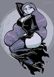 1girls 2d aeolus06 blue_eyes breasts chickpea female female_only fishnets little_vampire pandora_(little_vampire) png purple_hair solo thighs