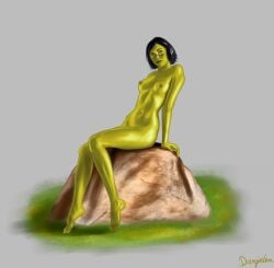 1girls alien barriss_offee black_hair breasts dargielen female green_skin nipples nude solo star_wars