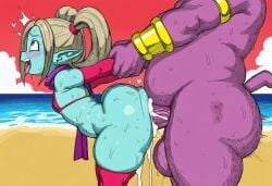 1boy 1girls 2026 ahegao ai_generated anthro anthro_on_human ass beach bigtub7775 bikini blue_skin bra champa cum cum_inside dragon_ball dragon_ball_daima dragon_ball_super fat from_behind interspecies outdoors panzy_(dragon_ball_daima) penis pulling_arms tagme testicles