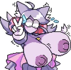 2026 blush blushing boobs boobs_focus boobs_out breasts breasts_focus breasts_out breasts_out_of_clothes breasts_outside catgirl deltarune deltarune_chapter_5 embarrassed_expression embarrassed_female expressions flow1nriver gray_hair gray_skin mad_mew_mew mew_mew_(undertale) necklace necklace_between_breasts peace_sign sprite sprite_art sprite_edit tagme tits tits_bigger_than_head tits_focus tits_out undertale