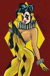 1girls big_breasts breasts cleavage dc_comics facepaint female harley_quinn harley_quinn_(caped_crusader) solo thedarkcartoon